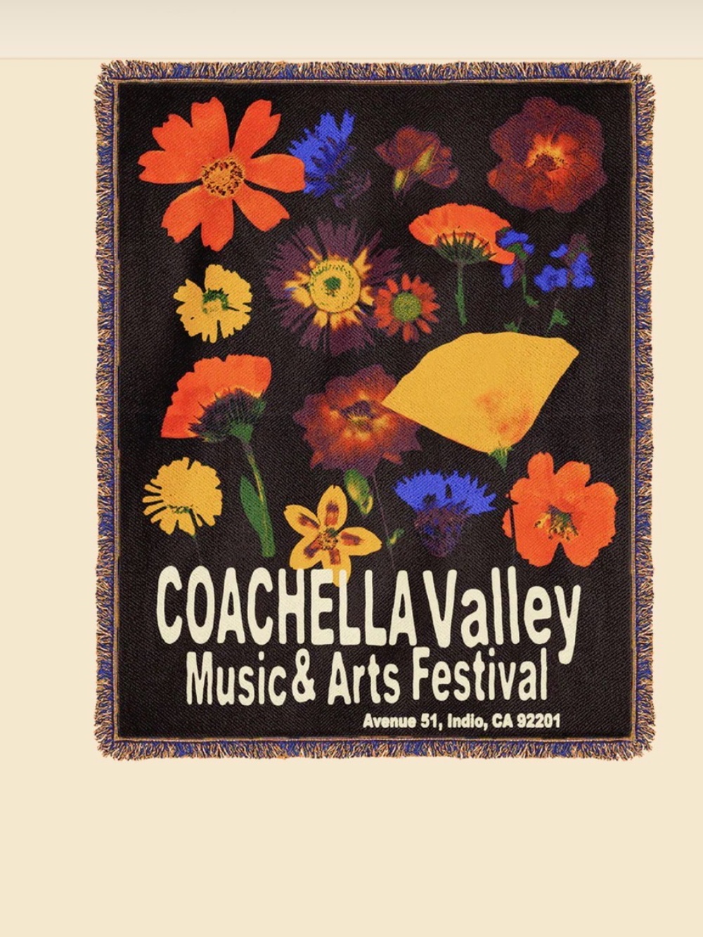 (Sold-out) Rare Coachella Flowers Multicolor Throw Blanket